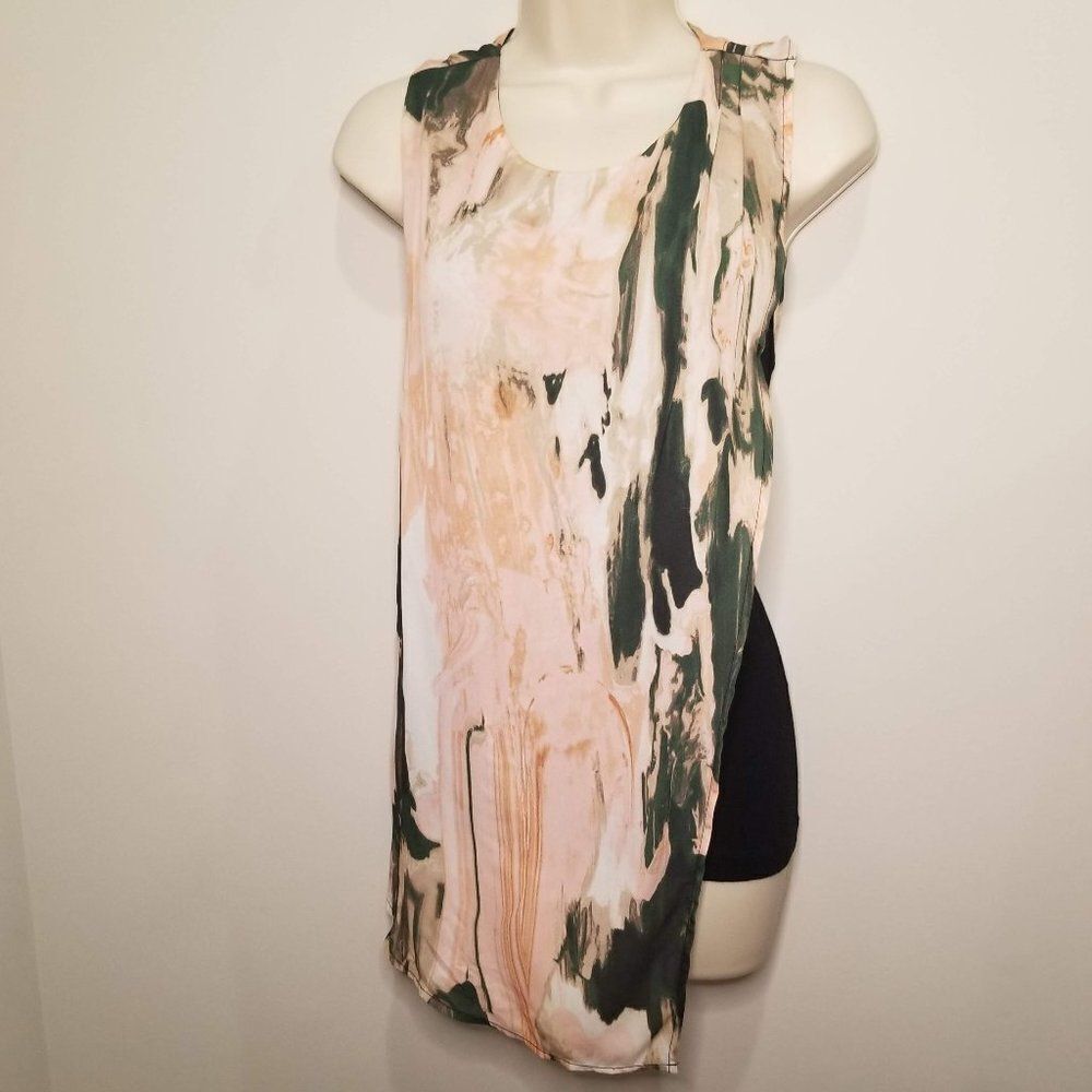 Medium Bar III white/pink/black layer tank top blouse